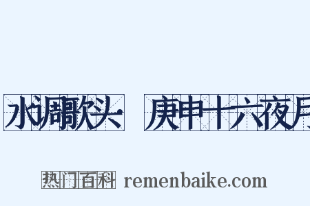 水调歌头·庚申十六夜月是什么意思的图片